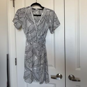 Black and White Leaf Print Dress